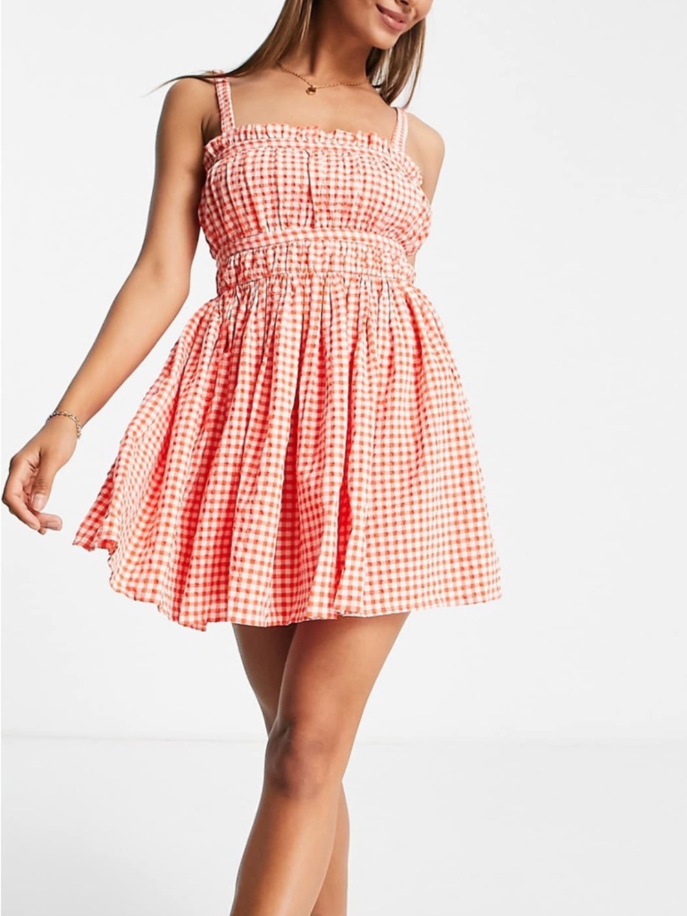 ASOS Pink Gingham Mini Dress